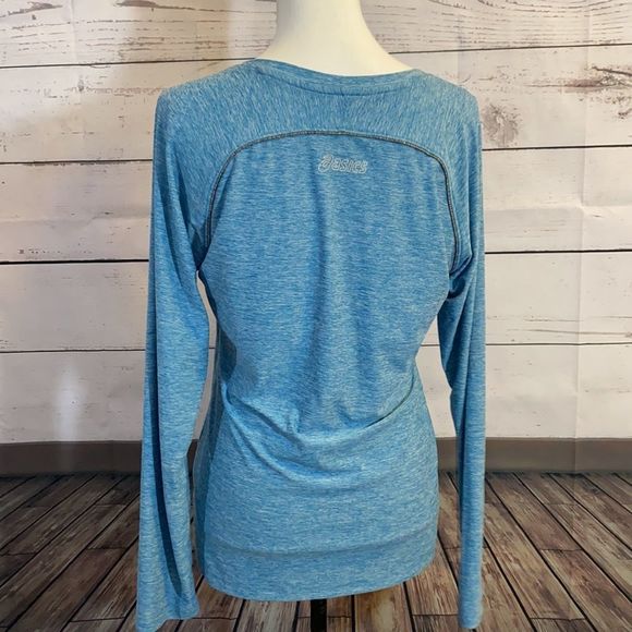 ASICS long sleeve blue V-neck top size Large - Picture 5 of 12